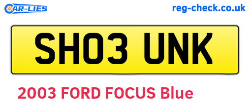 SH03UNK are the vehicle registration plates.