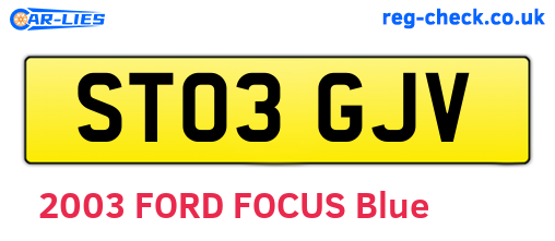 ST03GJV are the vehicle registration plates.