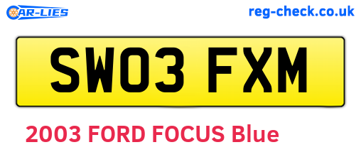 SW03FXM are the vehicle registration plates.