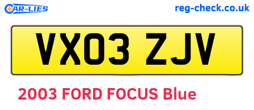 VX03ZJV are the vehicle registration plates.
