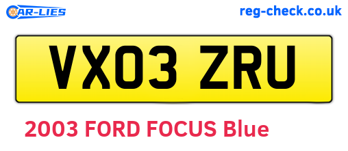VX03ZRU are the vehicle registration plates.