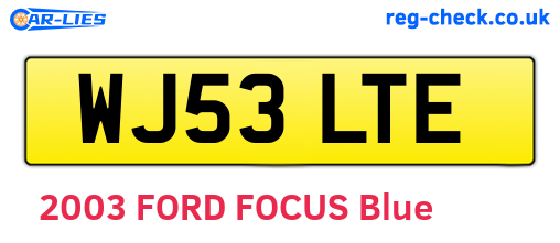 WJ53LTE are the vehicle registration plates.