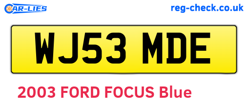WJ53MDE are the vehicle registration plates.