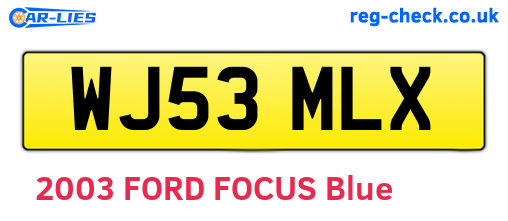 WJ53MLX are the vehicle registration plates.
