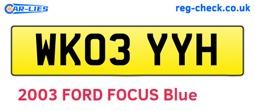 WK03YYH are the vehicle registration plates.