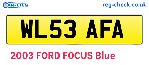 WL53AFA are the vehicle registration plates.