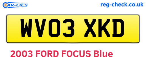 WV03XKD are the vehicle registration plates.