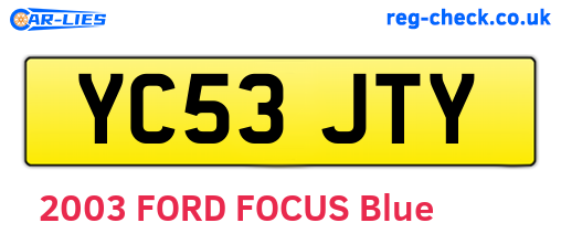 YC53JTY are the vehicle registration plates.