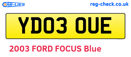 YD03OUE are the vehicle registration plates.