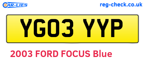 YG03YYP are the vehicle registration plates.