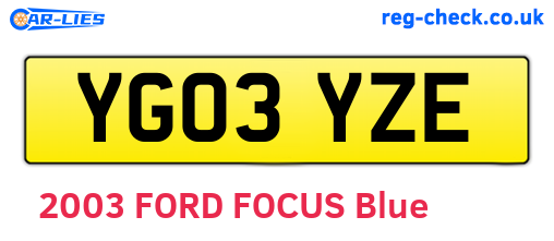 YG03YZE are the vehicle registration plates.