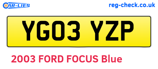 YG03YZP are the vehicle registration plates.
