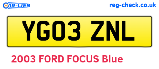 YG03ZNL are the vehicle registration plates.