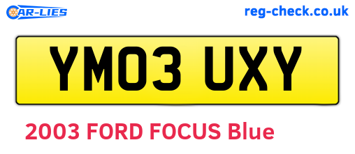 YM03UXY are the vehicle registration plates.