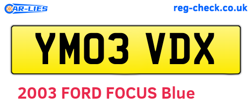 YM03VDX are the vehicle registration plates.