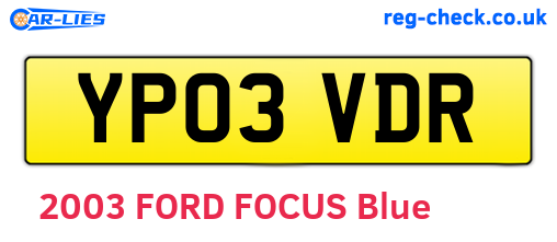 YP03VDR are the vehicle registration plates.