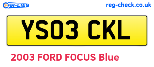 YS03CKL are the vehicle registration plates.