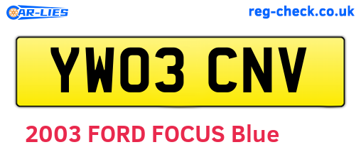 YW03CNV are the vehicle registration plates.