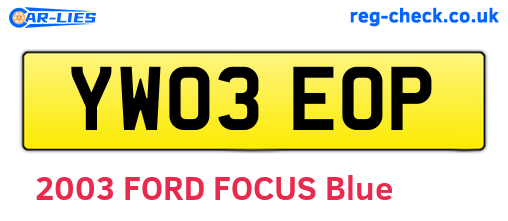 YW03EOP are the vehicle registration plates.
