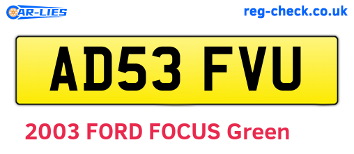 AD53FVU are the vehicle registration plates.
