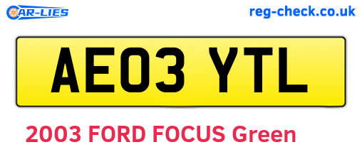 AE03YTL are the vehicle registration plates.