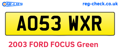 AO53WXR are the vehicle registration plates.