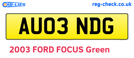 AU03NDG are the vehicle registration plates.
