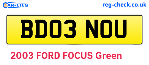 BD03NOU are the vehicle registration plates.