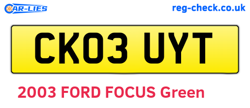 CK03UYT are the vehicle registration plates.