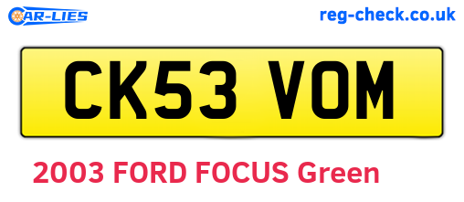 CK53VOM are the vehicle registration plates.