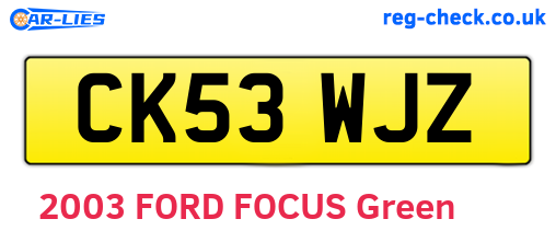 CK53WJZ are the vehicle registration plates.