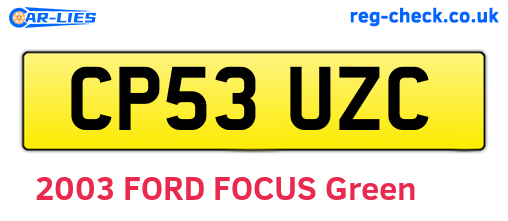CP53UZC are the vehicle registration plates.