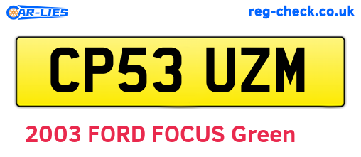 CP53UZM are the vehicle registration plates.