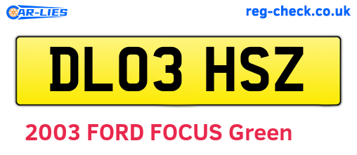 DL03HSZ are the vehicle registration plates.