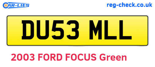 DU53MLL are the vehicle registration plates.