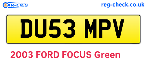 DU53MPV are the vehicle registration plates.