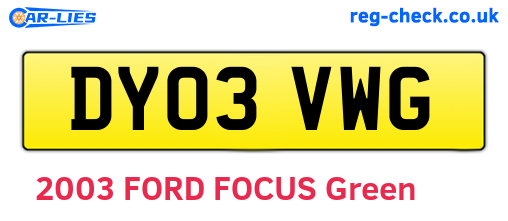 DY03VWG are the vehicle registration plates.