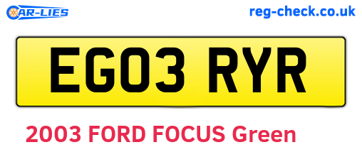 EG03RYR are the vehicle registration plates.