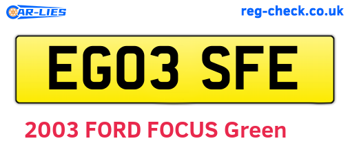 EG03SFE are the vehicle registration plates.