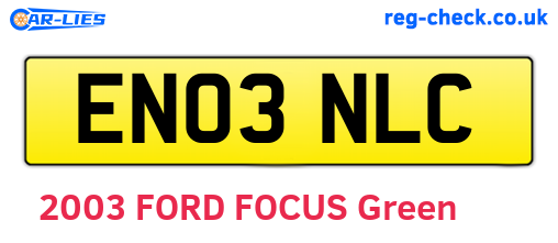 EN03NLC are the vehicle registration plates.