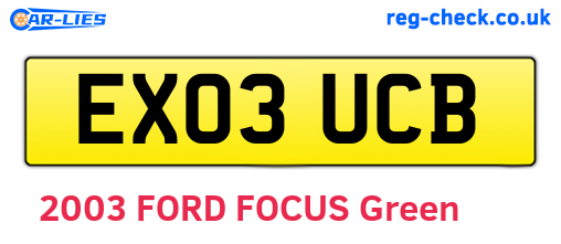 EX03UCB are the vehicle registration plates.