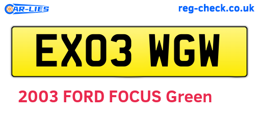 EX03WGW are the vehicle registration plates.