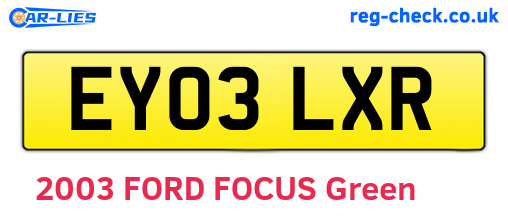 EY03LXR are the vehicle registration plates.