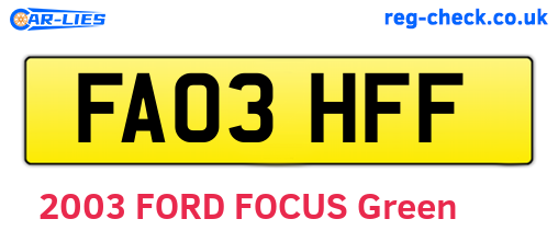 FA03HFF are the vehicle registration plates.