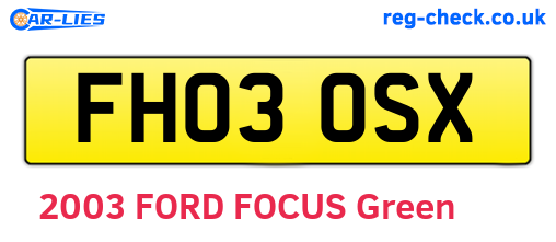FH03OSX are the vehicle registration plates.