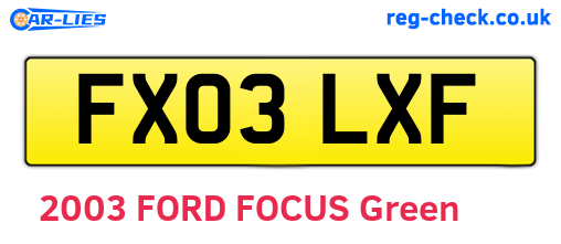 FX03LXF are the vehicle registration plates.