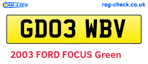 GD03WBV are the vehicle registration plates.