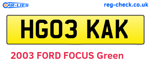 HG03KAK are the vehicle registration plates.
