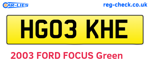 HG03KHE are the vehicle registration plates.