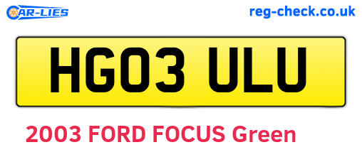 HG03ULU are the vehicle registration plates.